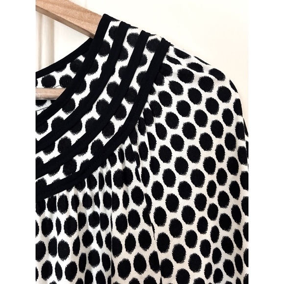 Ann Taylor Black White Polkadot Tie Top Office Work Blouse Small - Picture 4 of 7